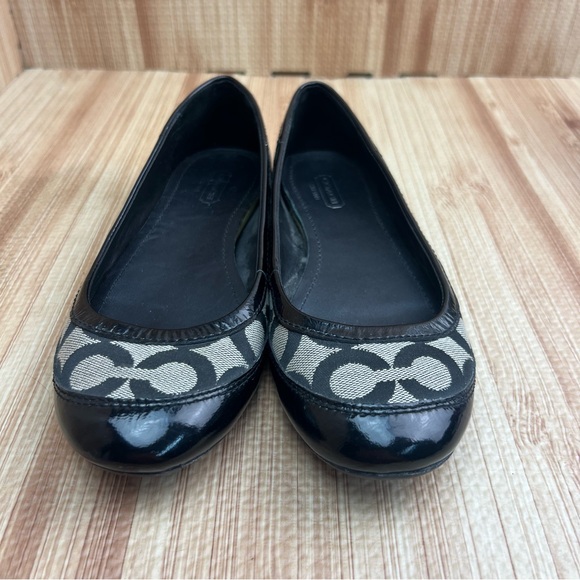 COACH Ballet Flats Black gray True Logo Slip On Shoes Womens 6B - Picture 2 of 8